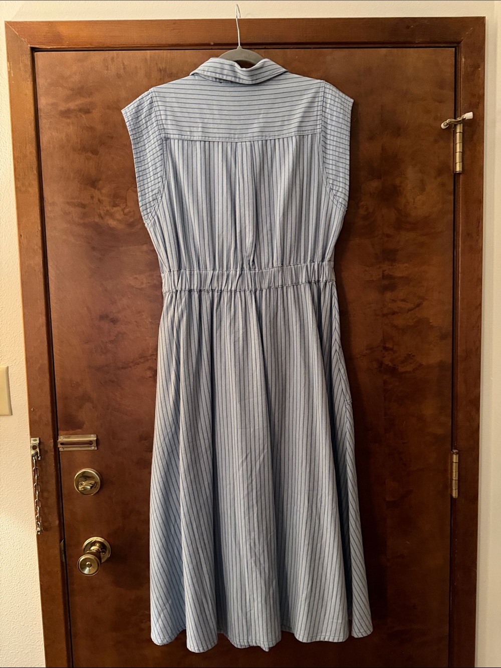 Splendid Blue Pinstripe Midi Shirt Dress - Picture 2 of 3